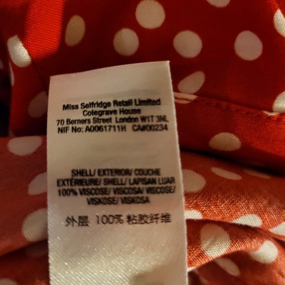 💋❤️Miss Selfridge Red & White Dot Button Down Maxi Dress Size 8 - Picture 12 of 12